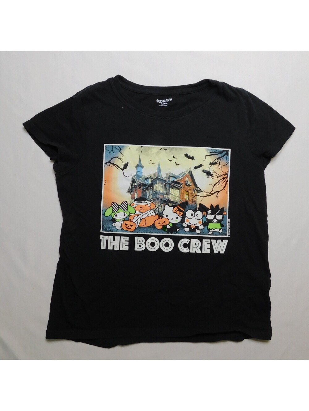Old Navy Sanrio Halloween Shirt Girls XL 14-16 The Boo Crew Hello Kitty Black